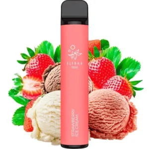 ОДНОРАЗОВАЯ ЭЛЕКТРОННАЯ СИГАРЕТА ELF BAR STRAWBERRY ICE CREAM (КЛУБНИКА МОРОЖЕНОЕ) (1500 ЗАТЯЖЕК)